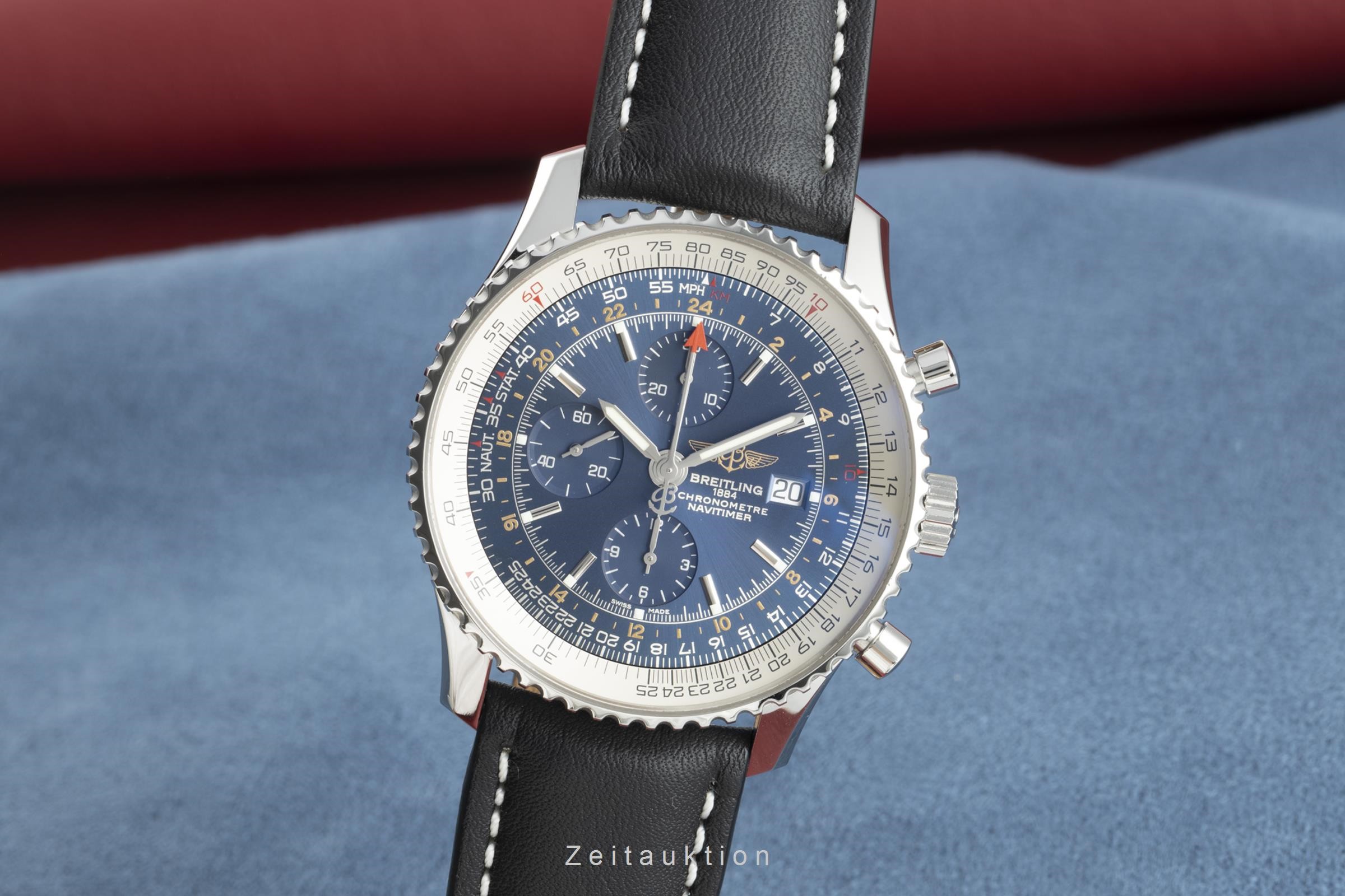 breitling navitimer world blue dial