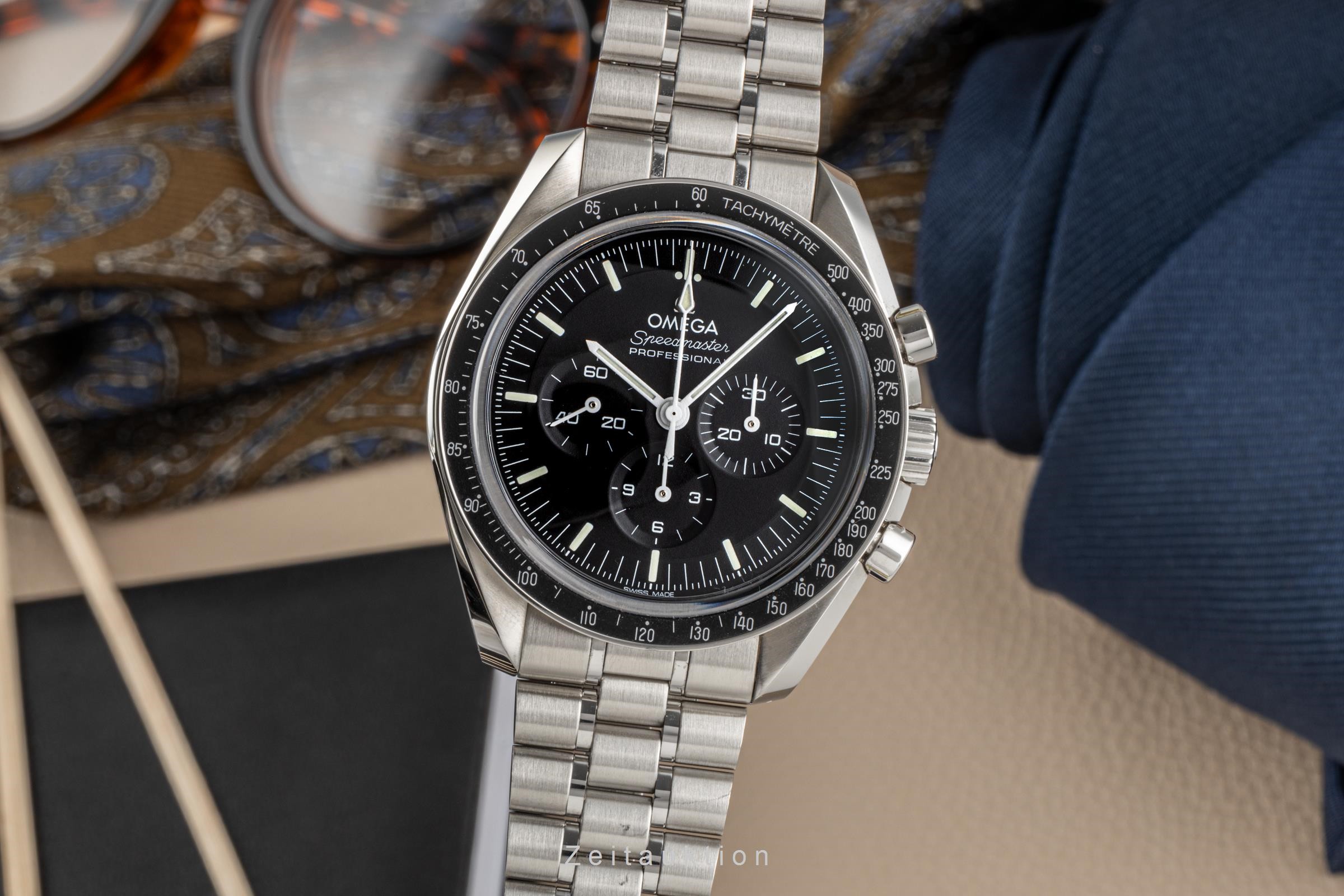 Omega Speedmaster chronograph steel manual winding Kal. 3861 Ref. 310.30.42.50.01.002  | Zeitauktion