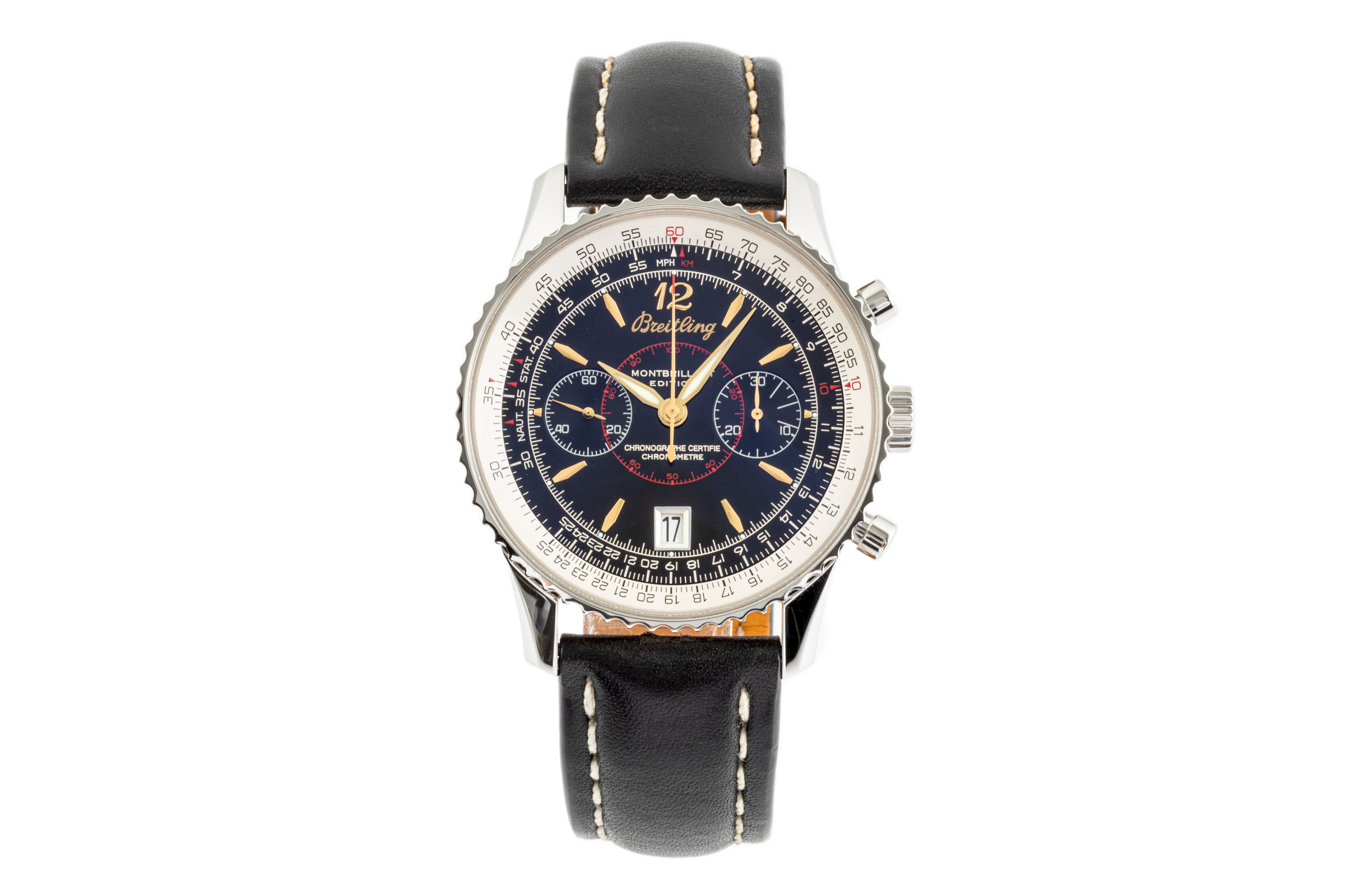 Breitling Montbrillant Chronograph Stahl Handaufzug Kal. B48 Ref  