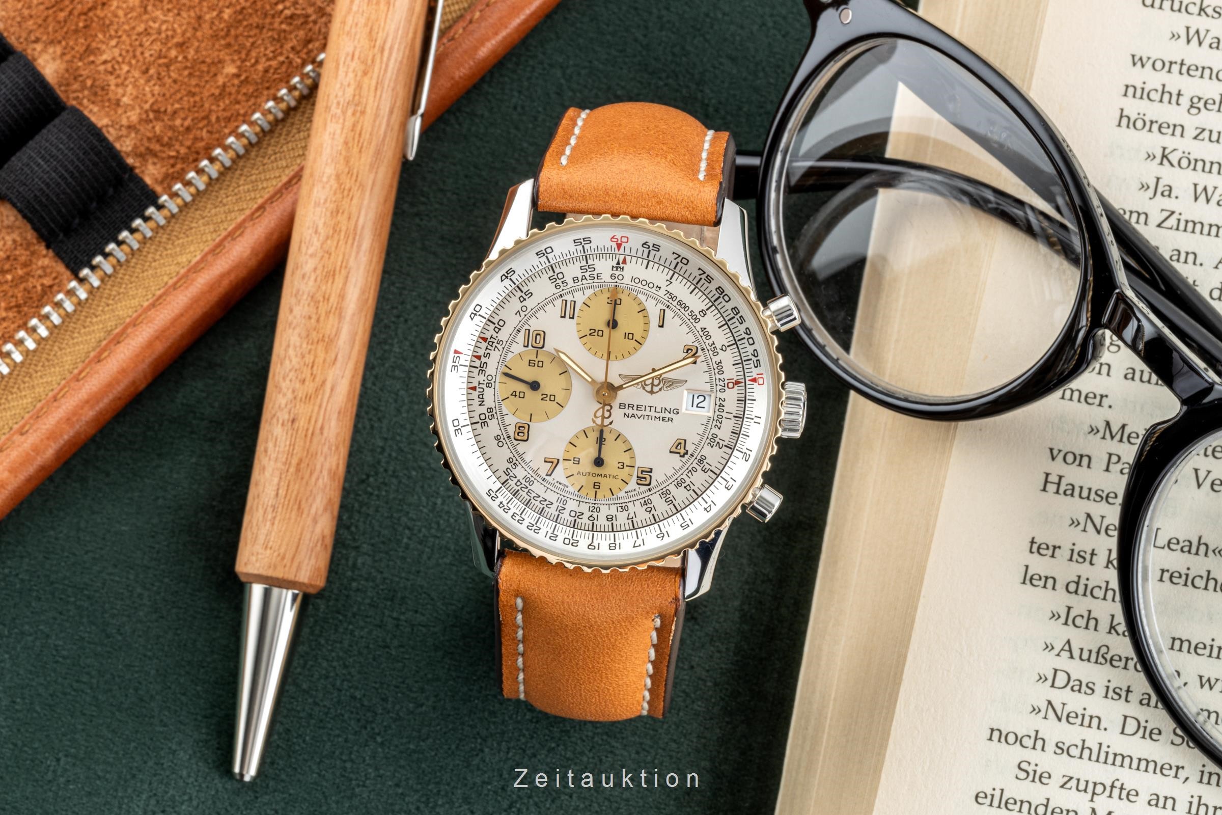 Breitling Old Navitimer Chronograph Stahl / Gold Automatik Kal 