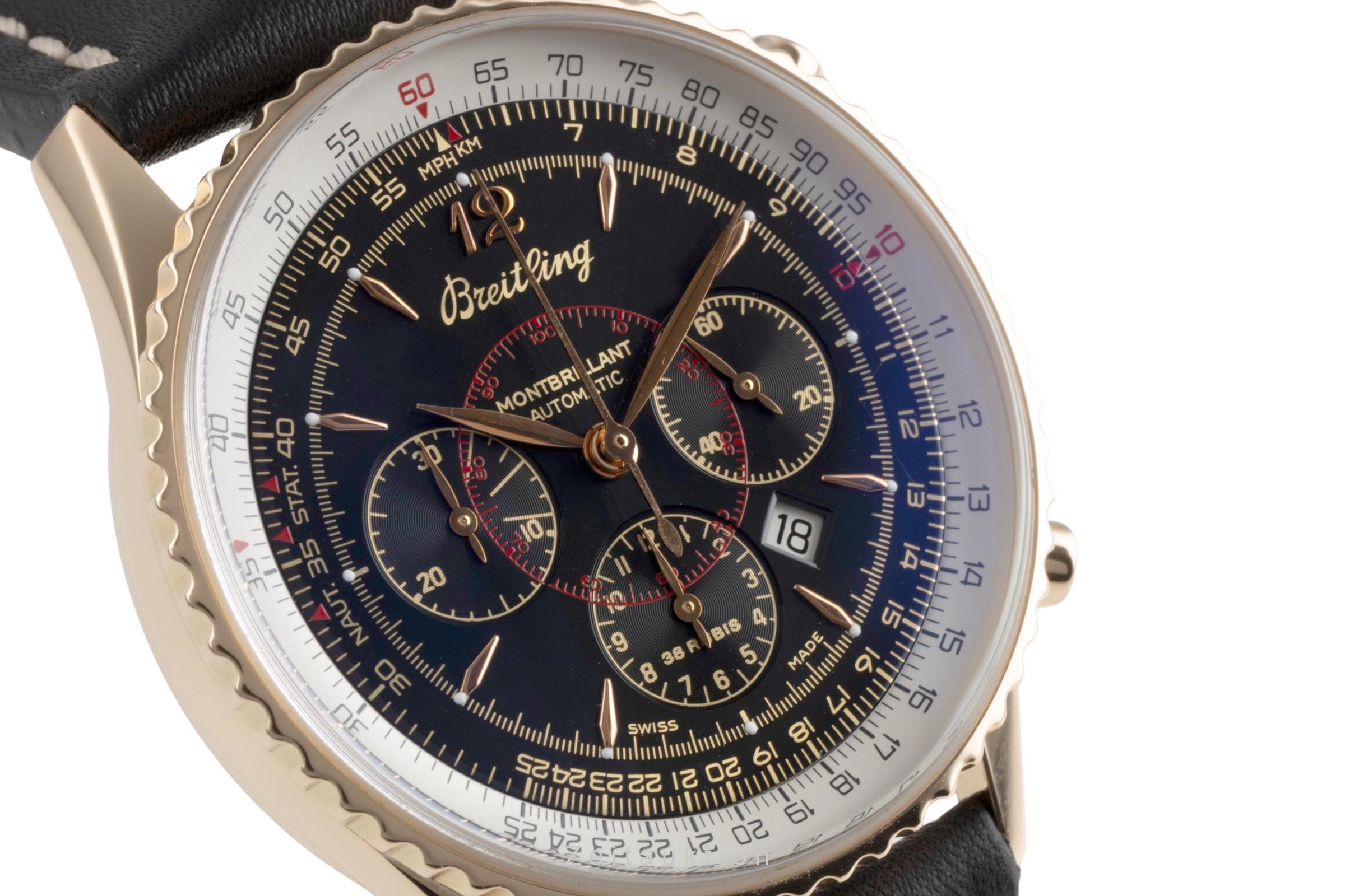 Breitling Montbrillant Chronograph 18k Gold Automatik Kal. B41 Ref 