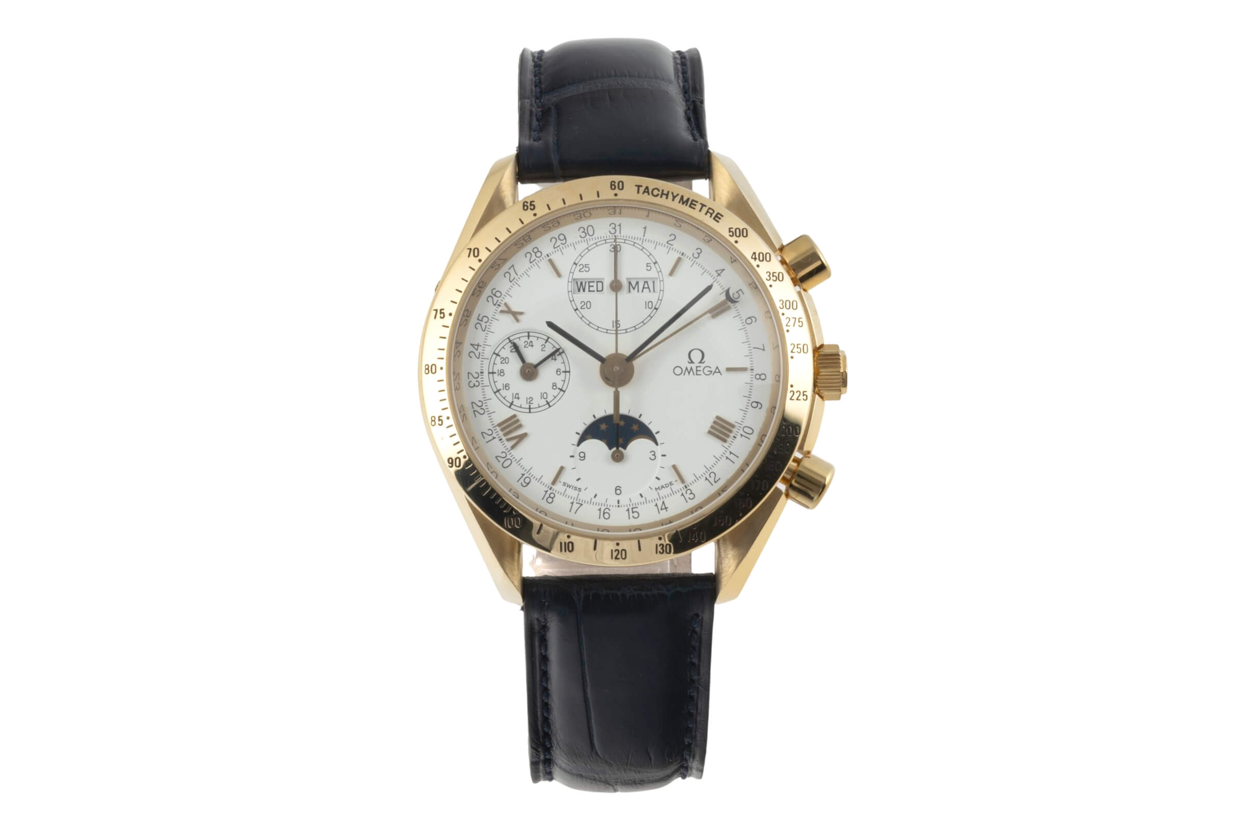 Omega Speedmaster Chronograph 18k Gold Automatik Kal. 1150 Ref 