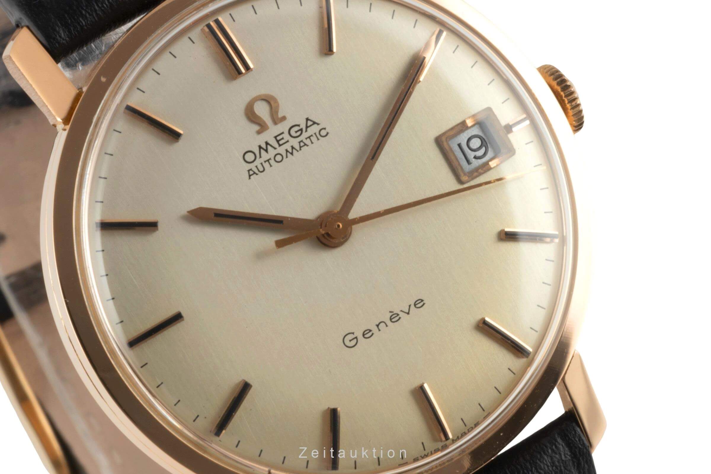 Omega Geneve oro rosado de 18 quilates automático Kal. 565 VINTAGE  | Zeitauktion