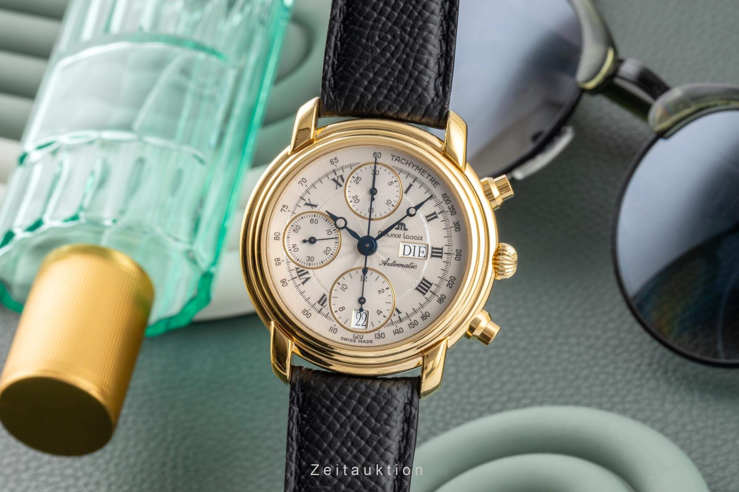 Maurice Lacroix Croneo Chronograph Messing vergoldet Automatik Ref 