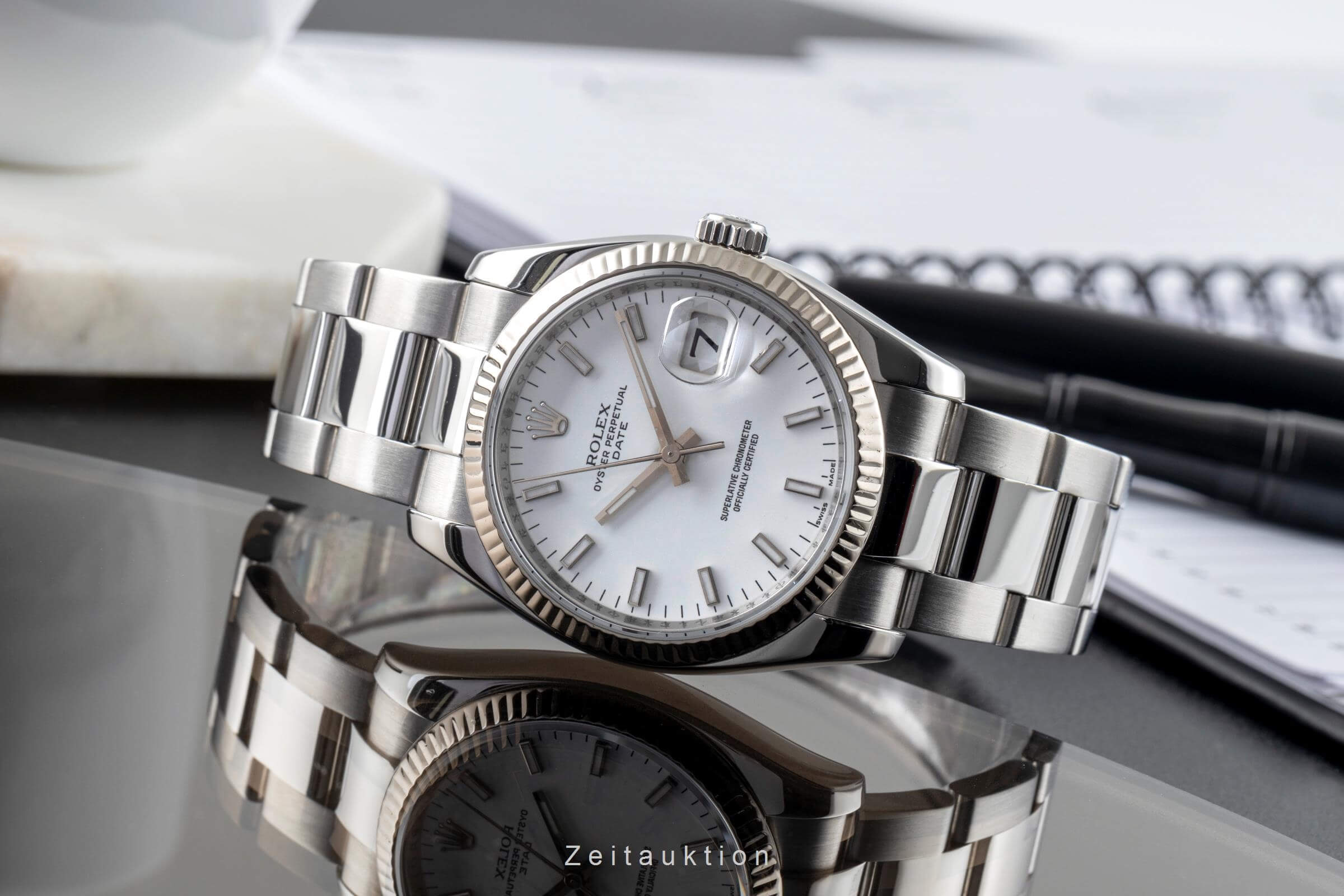 Rolex Date Stahl / Weissgold Automatik Kal. 3135 Ref. 115234  | Zeitauktion
