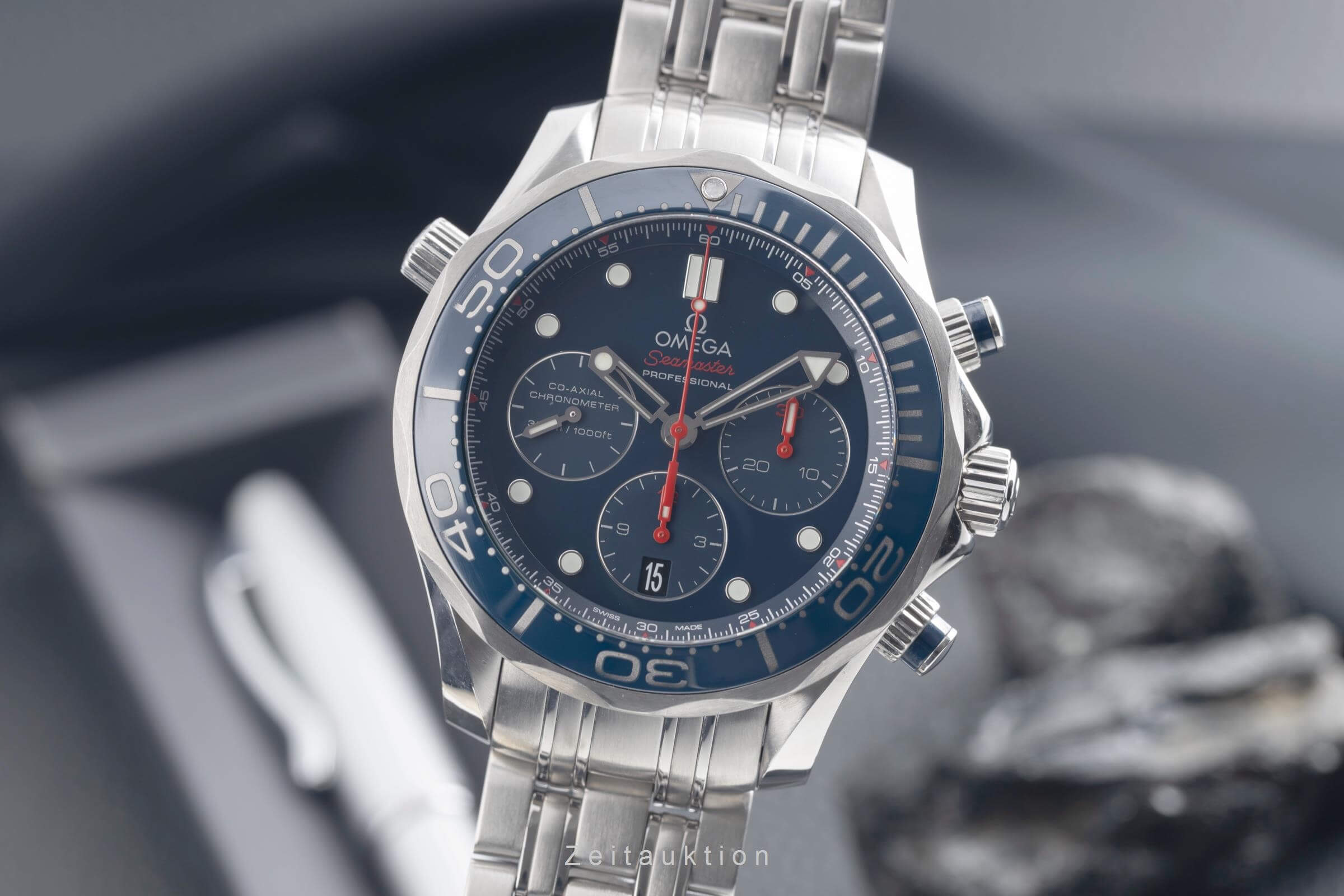 Omega Seamaster chronograph steel automatic Kal. 3330 Ref. 212.30.44.50.03.001  | Zeitauktion