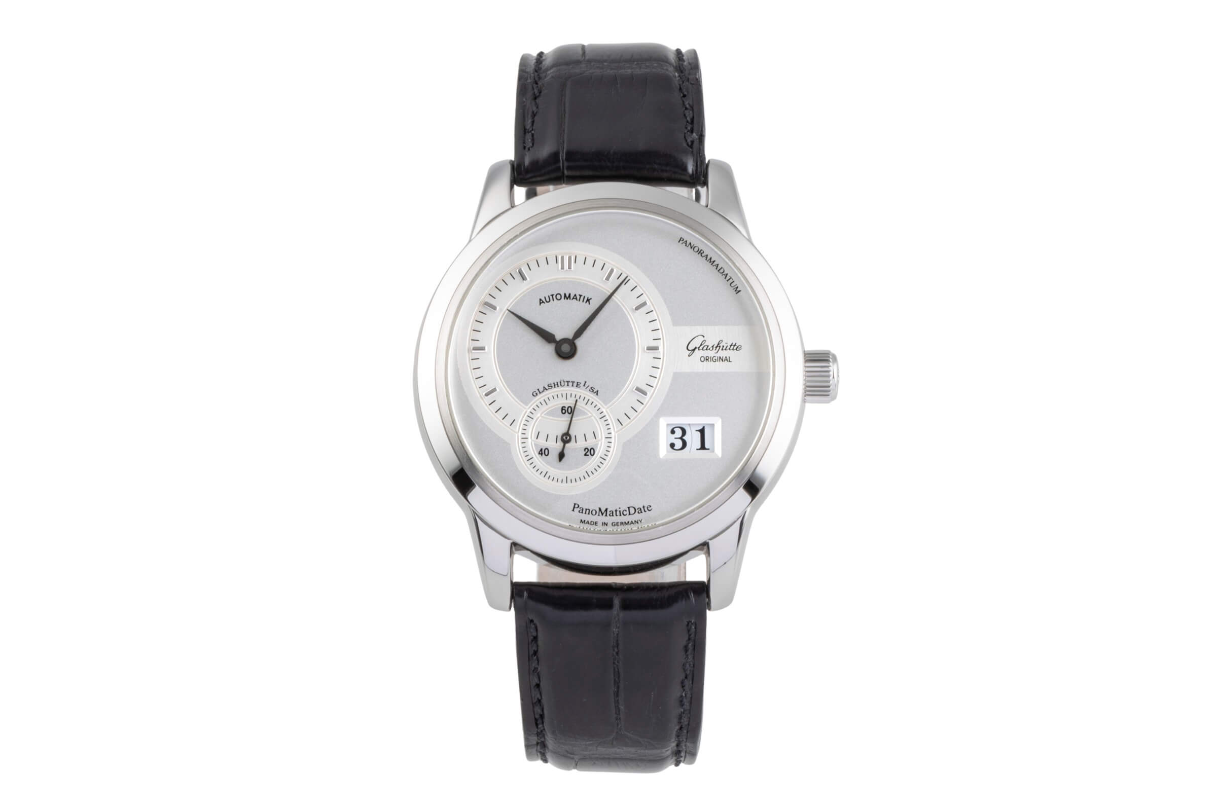 Glashütte PanoMaticDate Stahl Automatik Kal. GUB 90 Ref. 90-01-02-02-04  | Zeitauktion