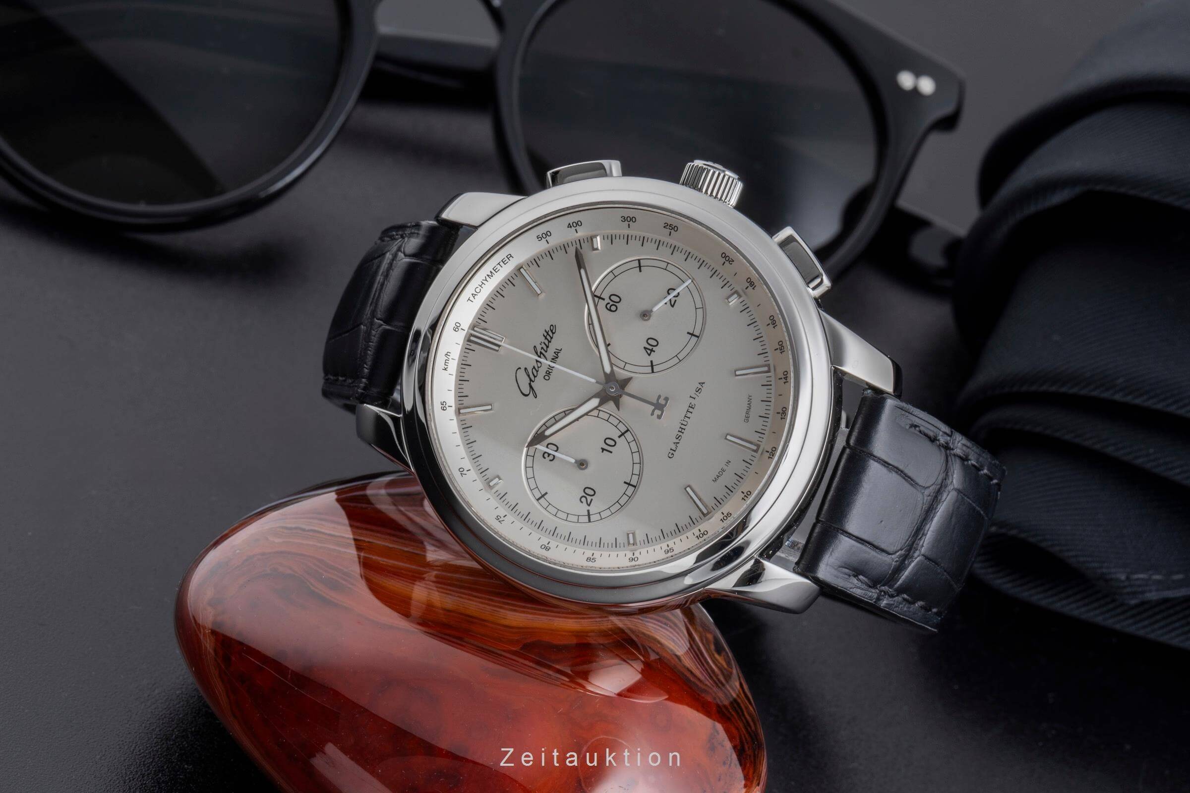 Glashütte Senator Chronograph Stahl Automatik Kal. GO 39 Ref. 39-34-21-42-04  | Zeitauktion