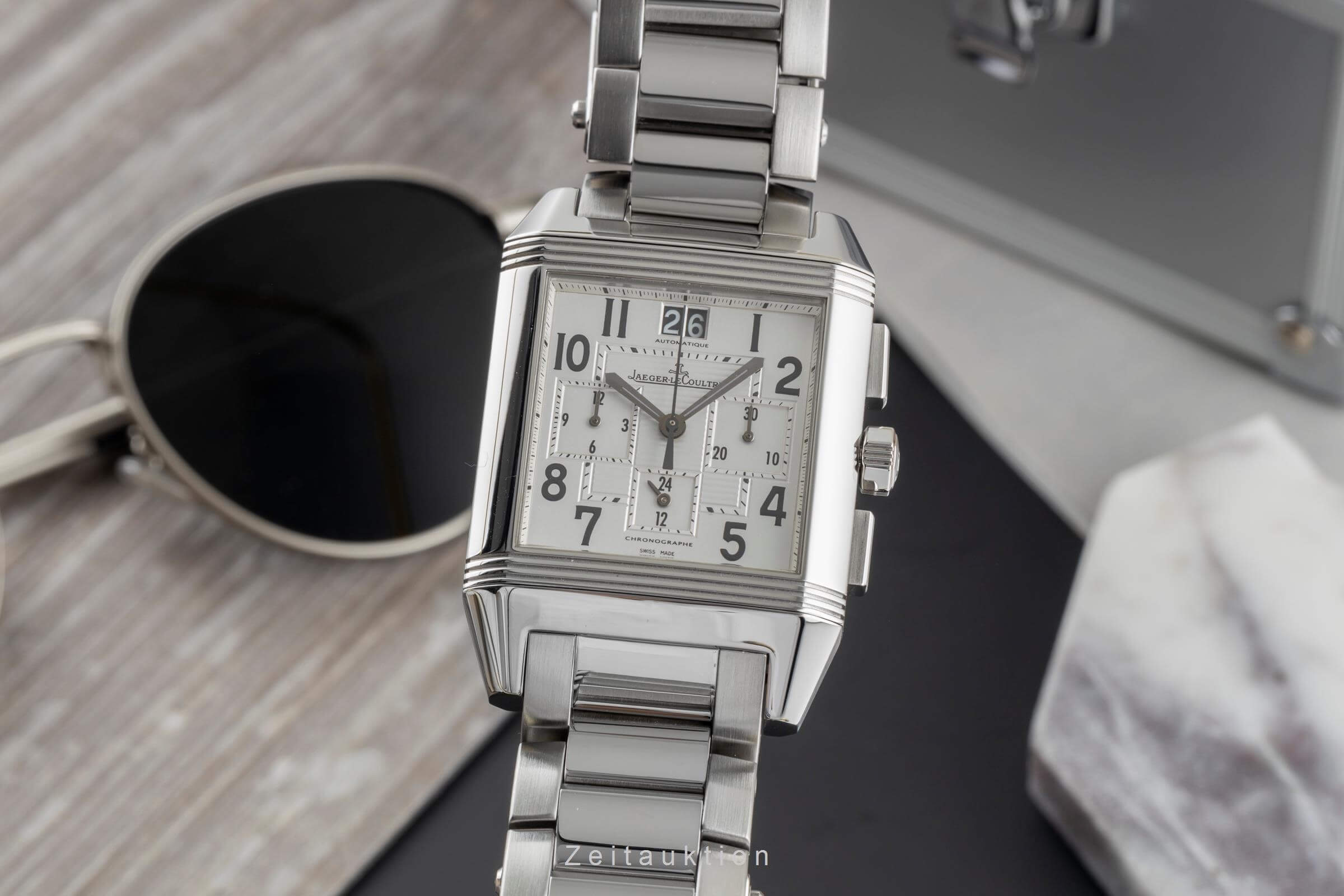 Jaeger LeCoultre Reverso Chronograph Stahl Automatik Kal. 754 Ref. Q7018120  230.8.45  | Zeitauktion