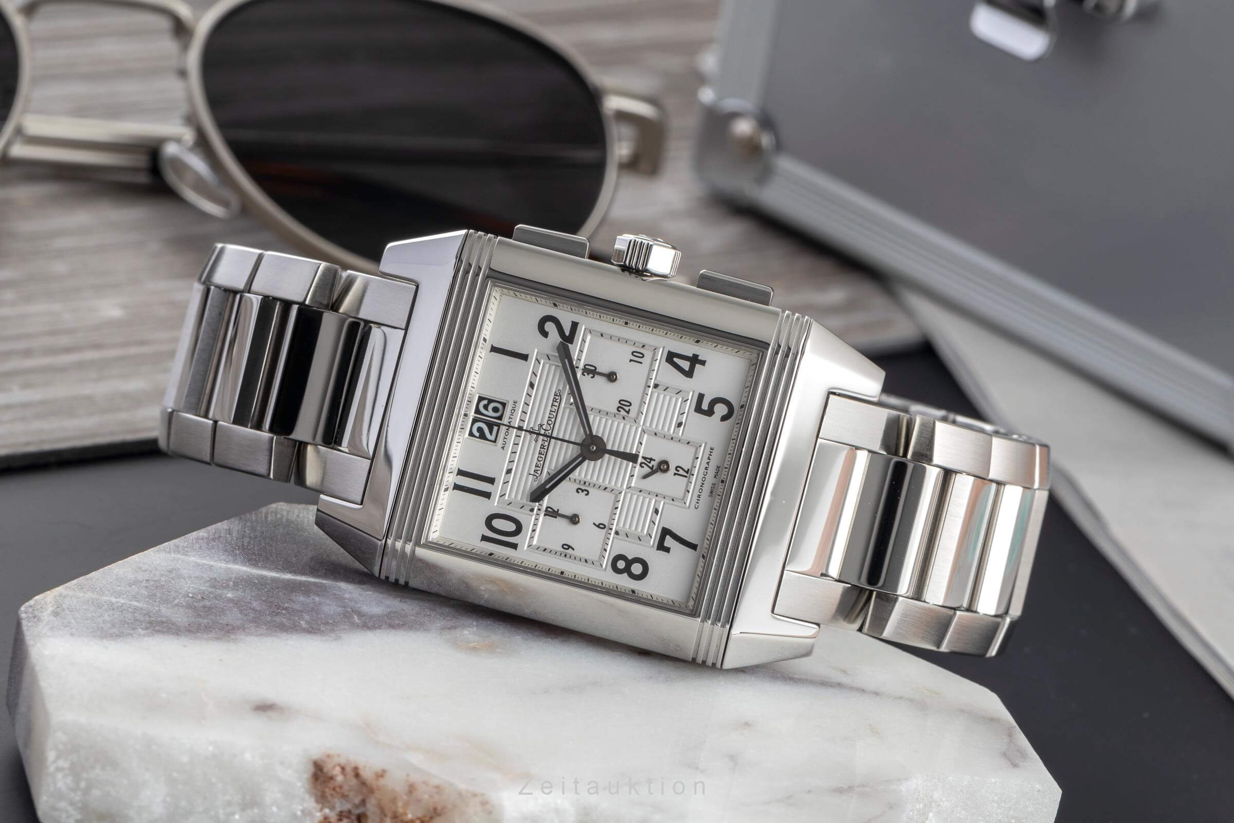 Jaeger LeCoultre Reverso Chronograph Stahl Automatik Kal. 754 Ref. Q7018120  230.8.45  | Zeitauktion