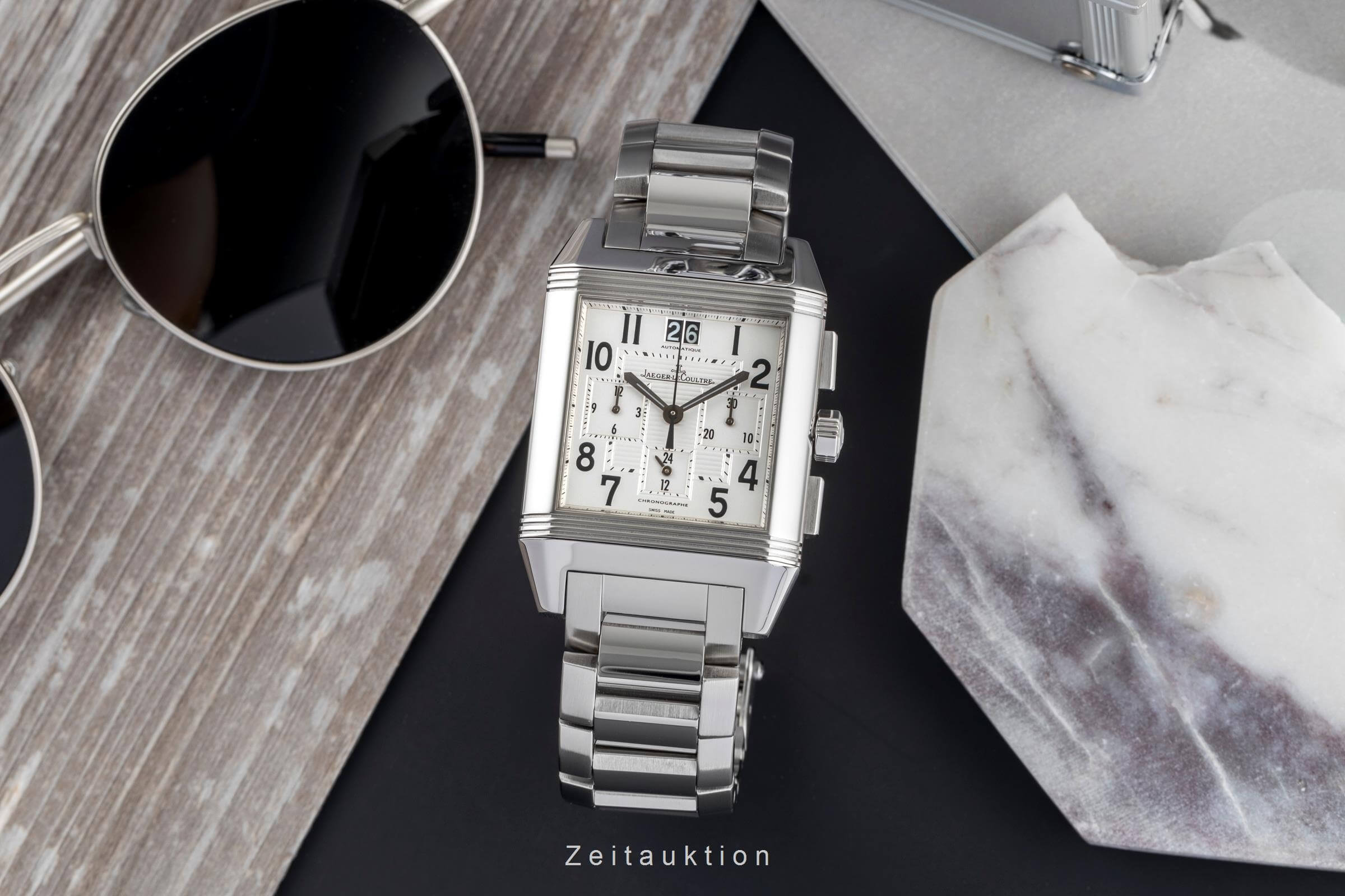 Jaeger LeCoultre Reverso Chronograph Stahl Automatik Kal. 754 Ref. Q7018120  230.8.45  | Zeitauktion