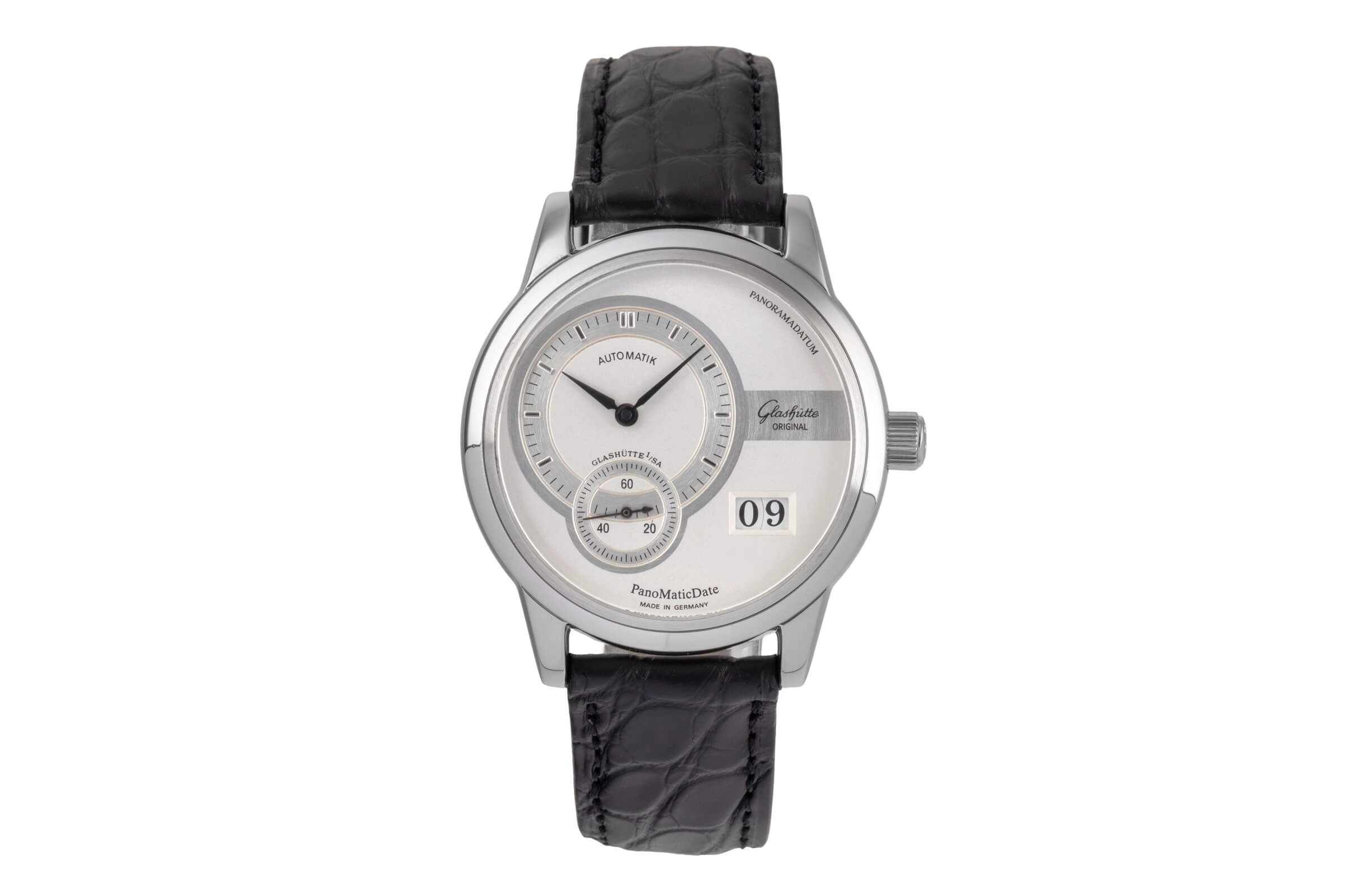 Glashütte Original PanoMaticDate acier automatique Kal. GO 90 Ref. 90-01-02-02-04  | Zeitauktion