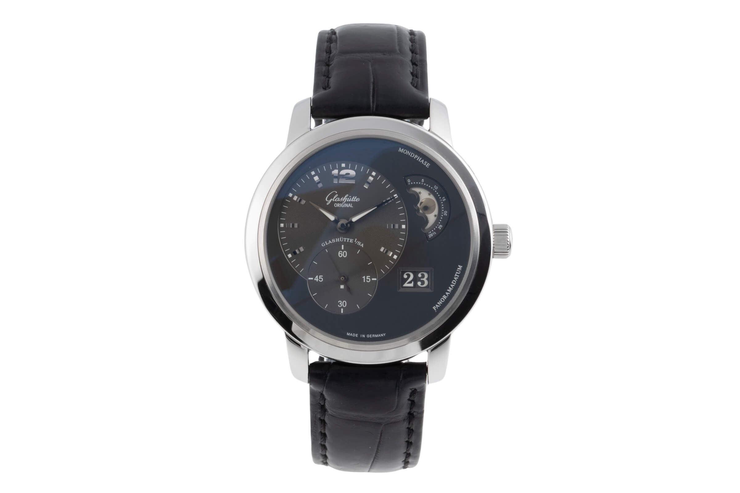Glashütte PanoMaticLunar Stahl Automatik Kal. GO 90 Ref. 90-02-36-12-05  | Zeitauktion